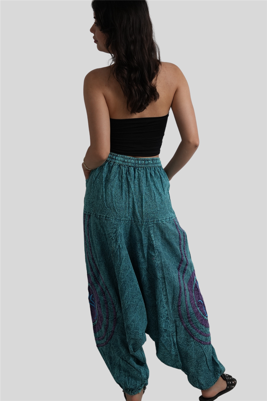 Turkuaz Renk Unisex Bohem Nepal Şalvar