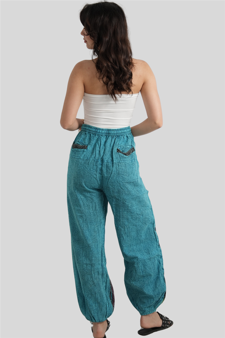 Turkuaz Unisex Bohem Nepal Patchwork Pantolon