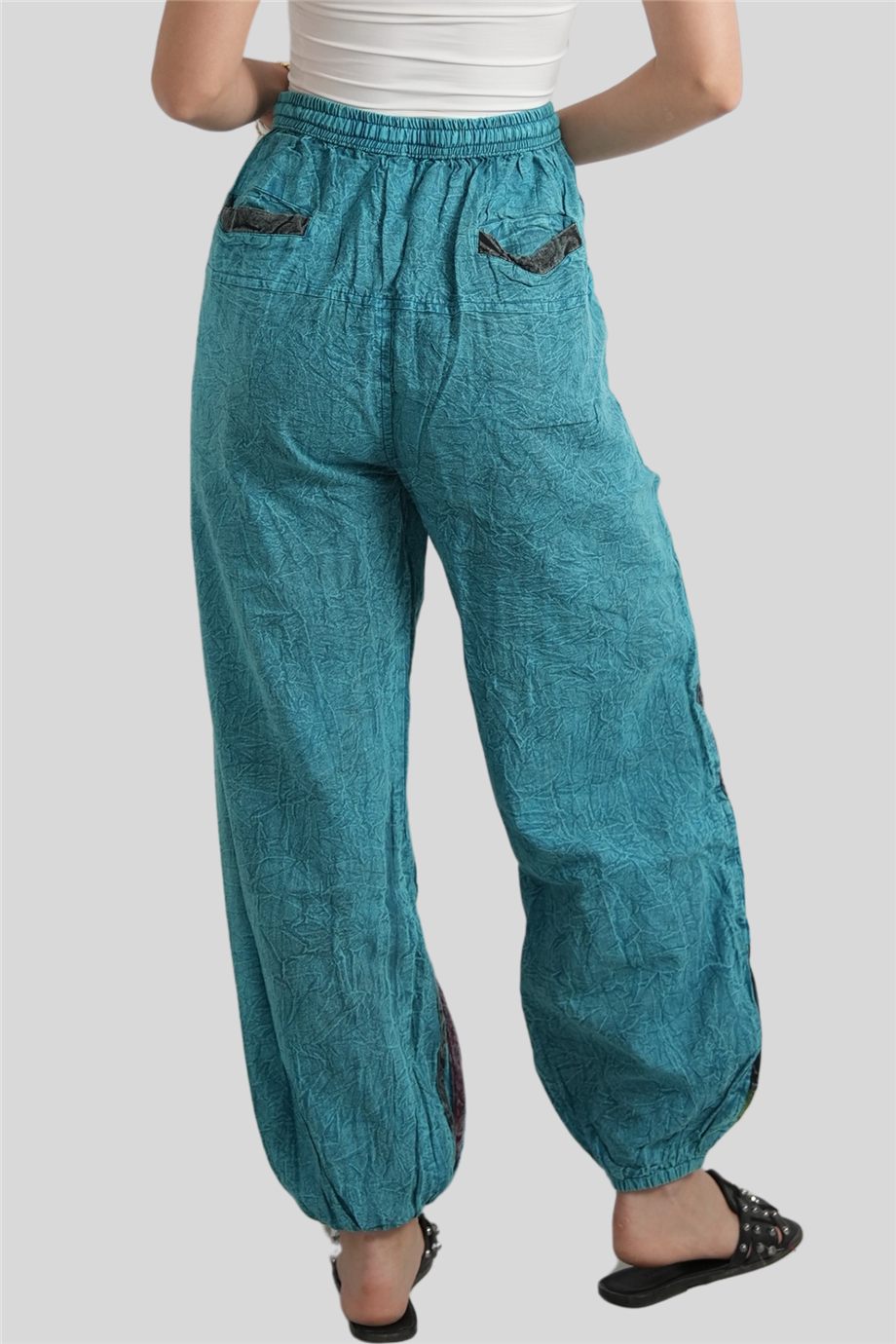 Turkuaz Unisex Bohem Nepal Patchwork Pantolon