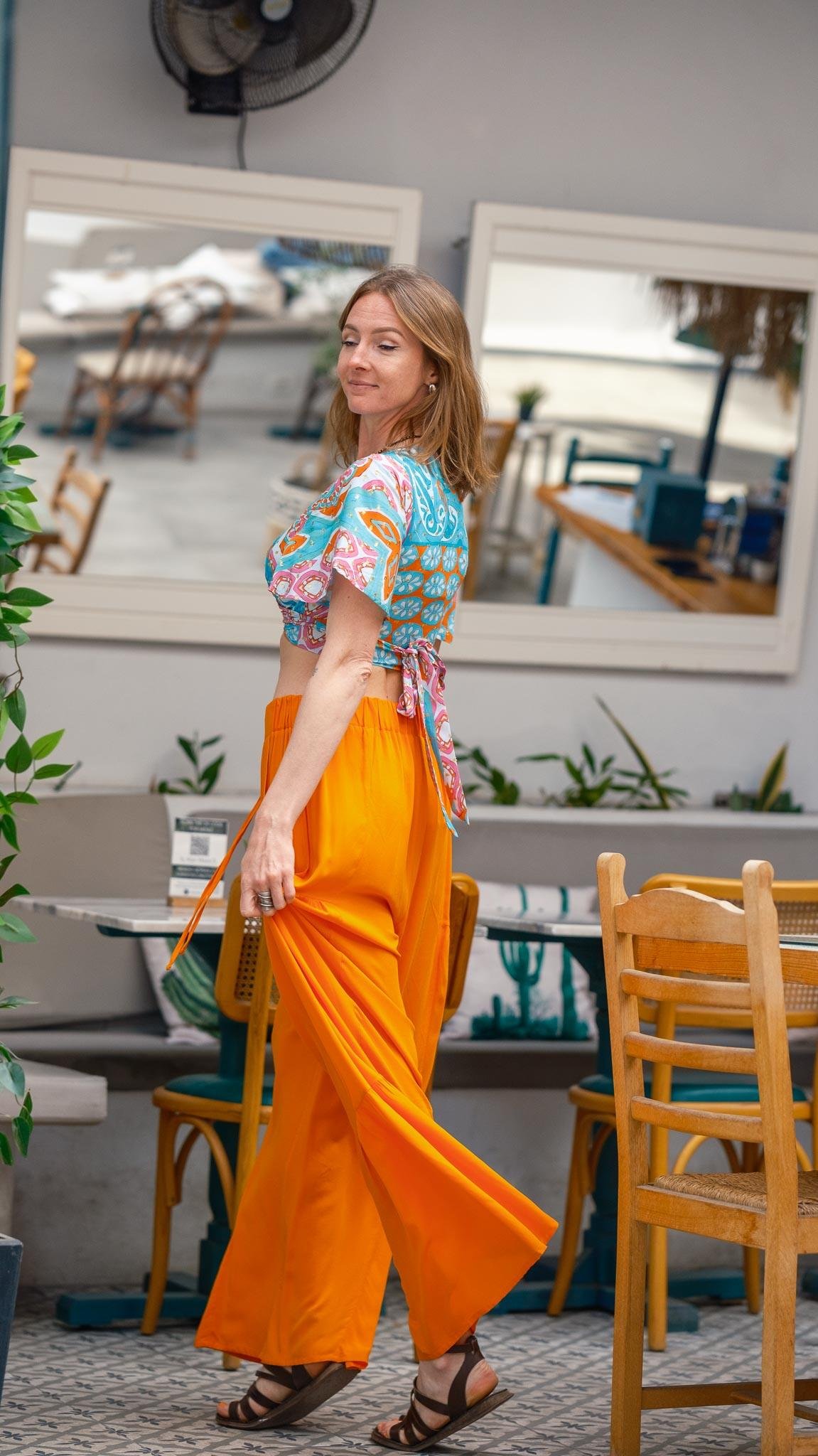 Turuncu Bohem Pantolon