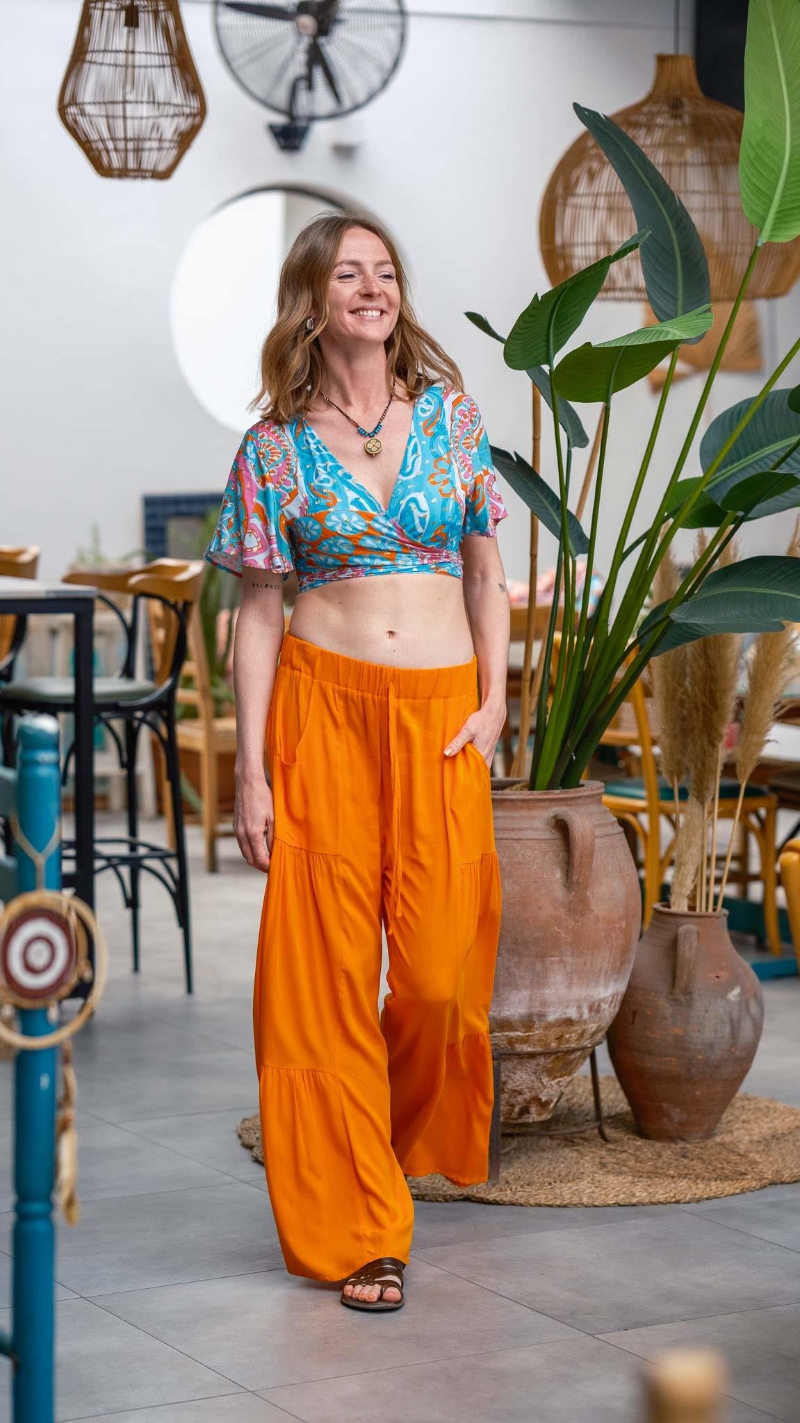 Turuncu Bohem Pantolon