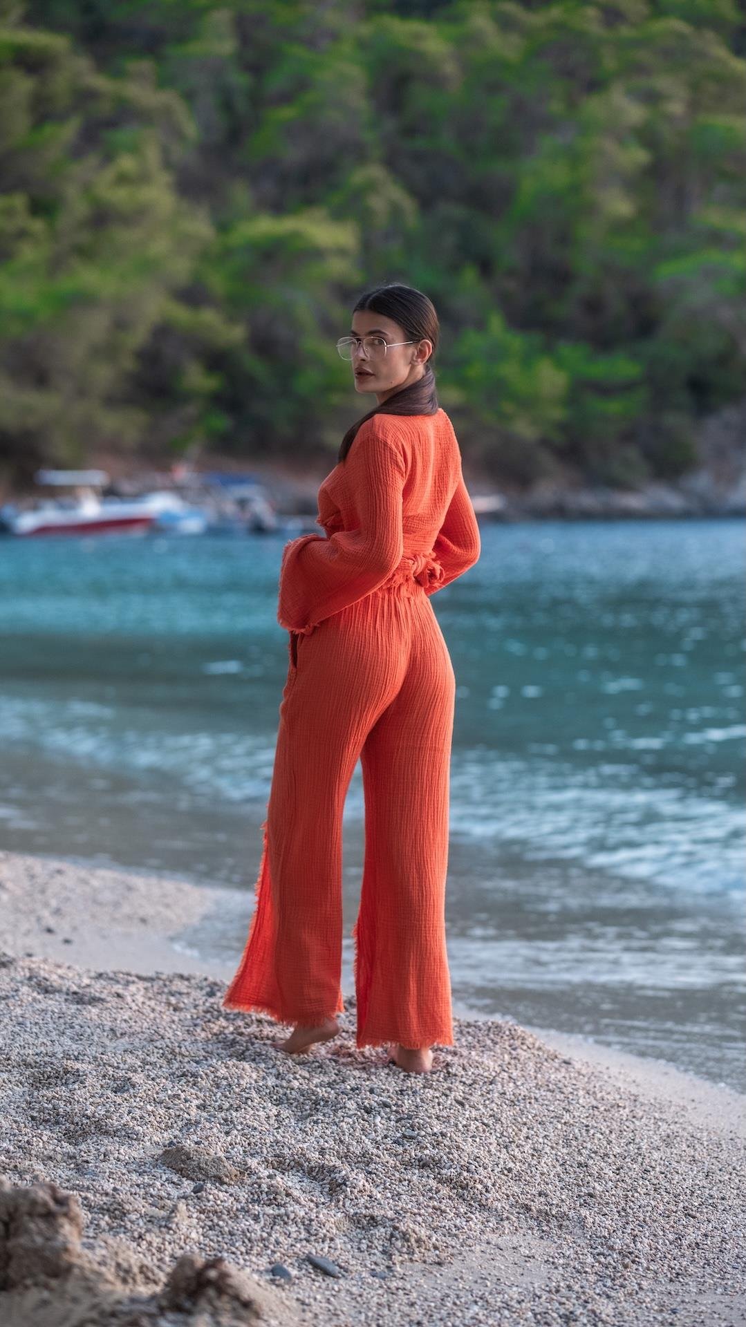 Turuncu Renk Marakesh Müslin Pantolon