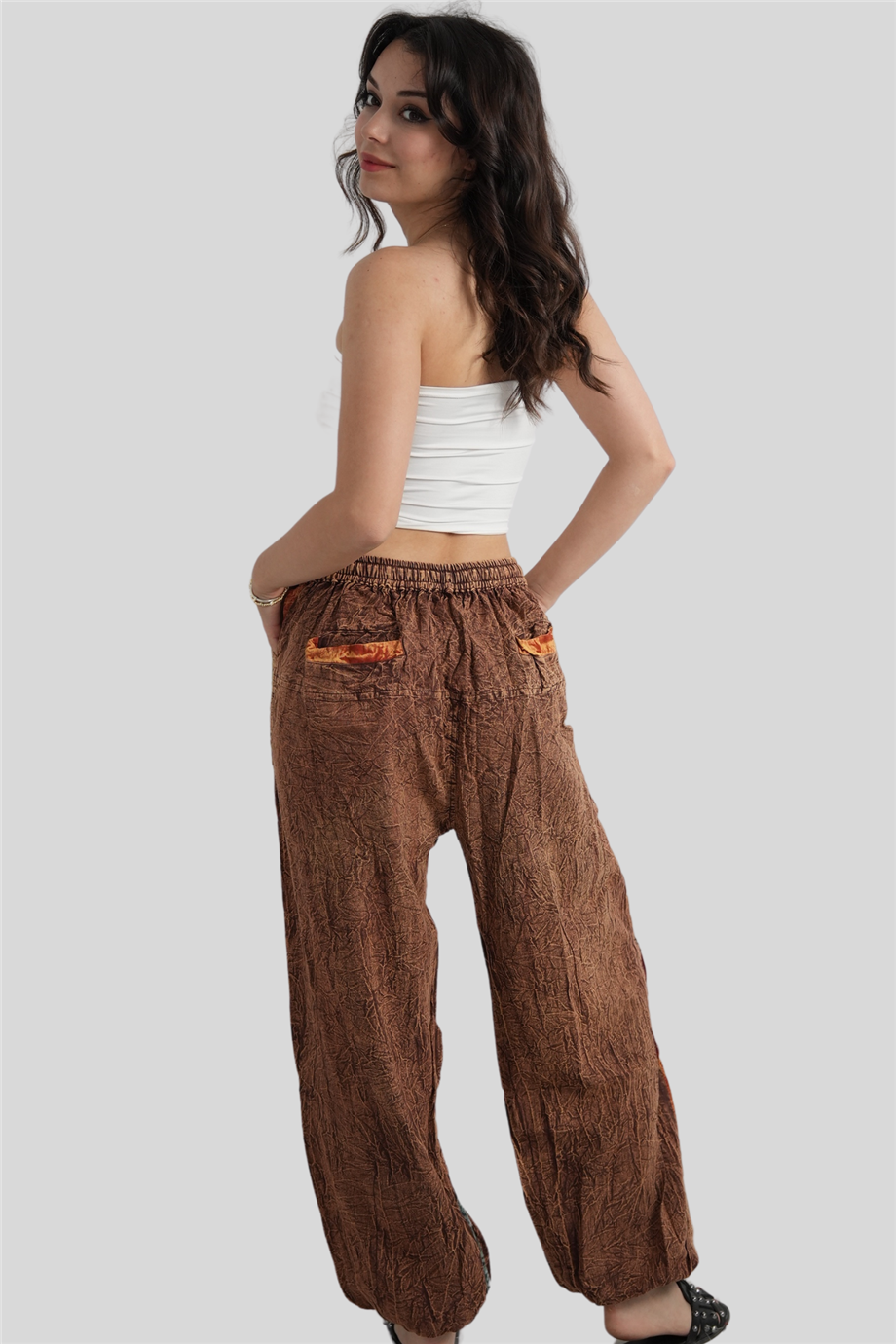 Turuncu Unisex Bohem Nepal Patchwork Pantolon