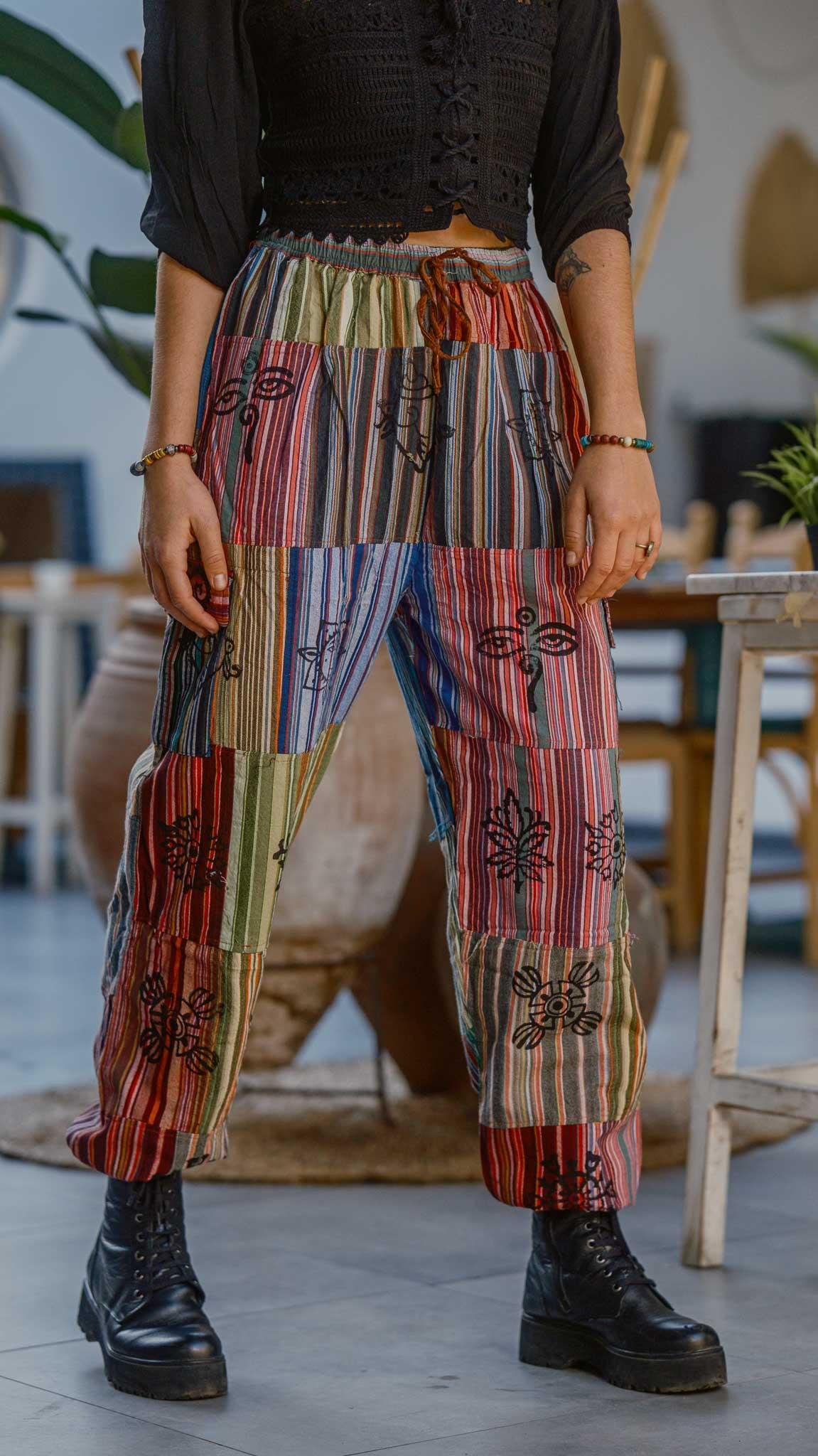 Unisex Bohem Nepal Patchwork Pantolon