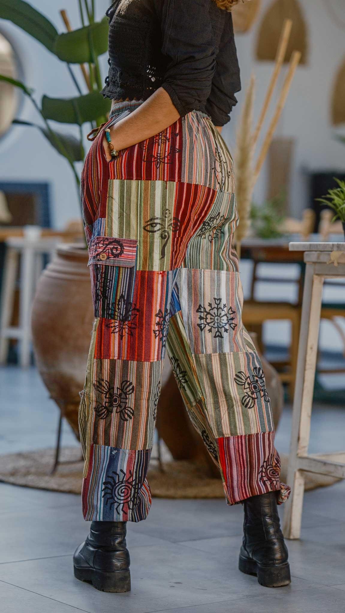 Unisex Bohem Nepal Patchwork Pantolon