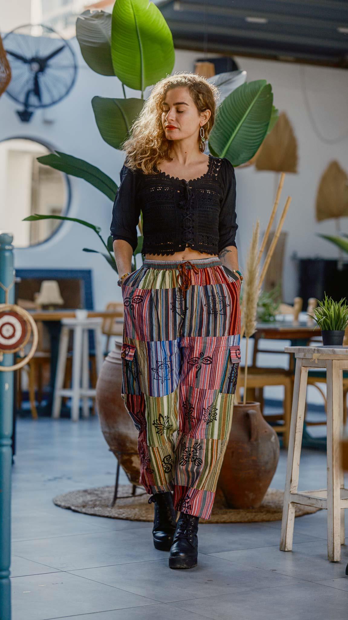 Unisex Bohem Nepal Patchwork Pantolon