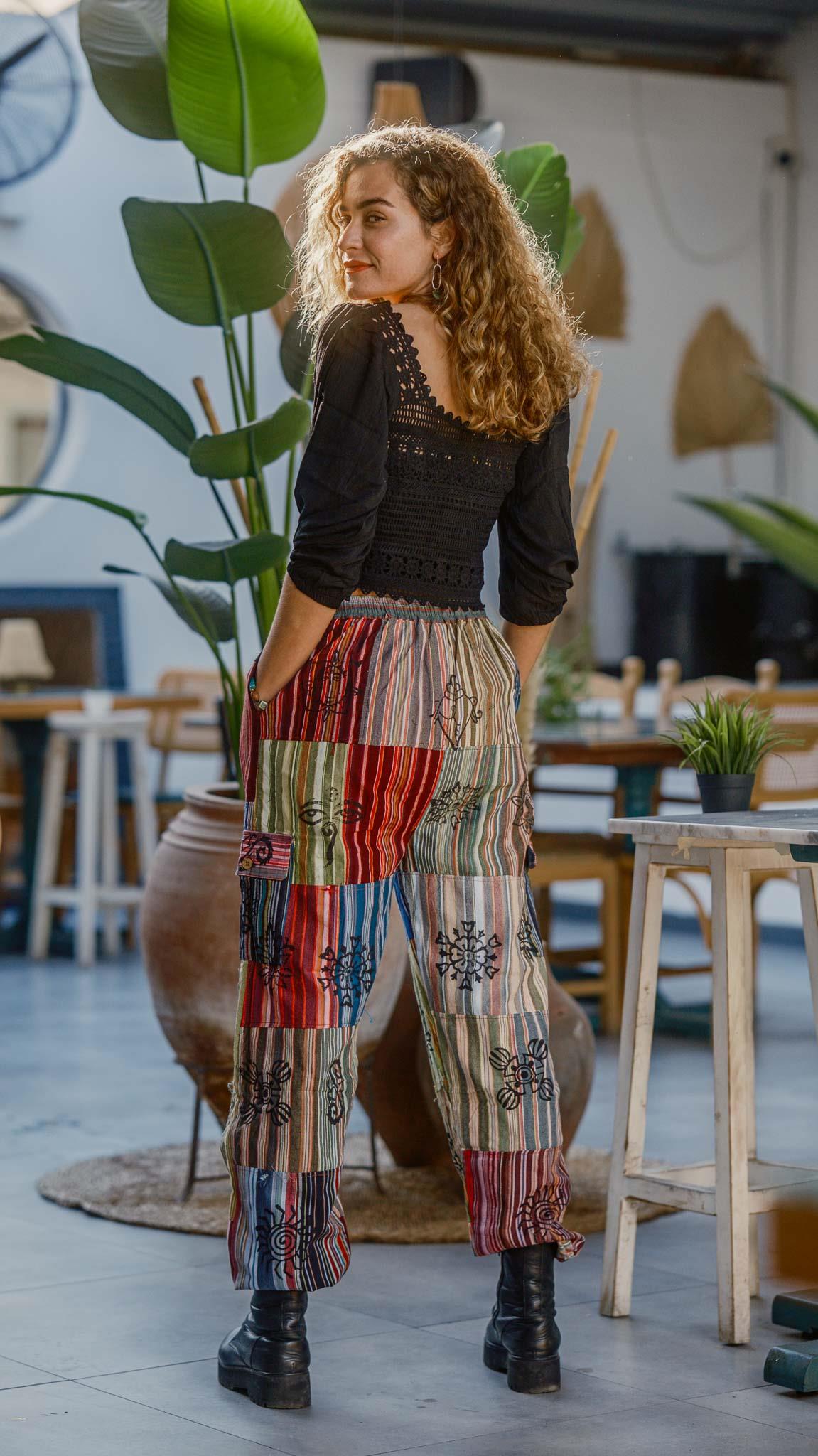 Unisex Bohem Nepal Patchwork Pantolon