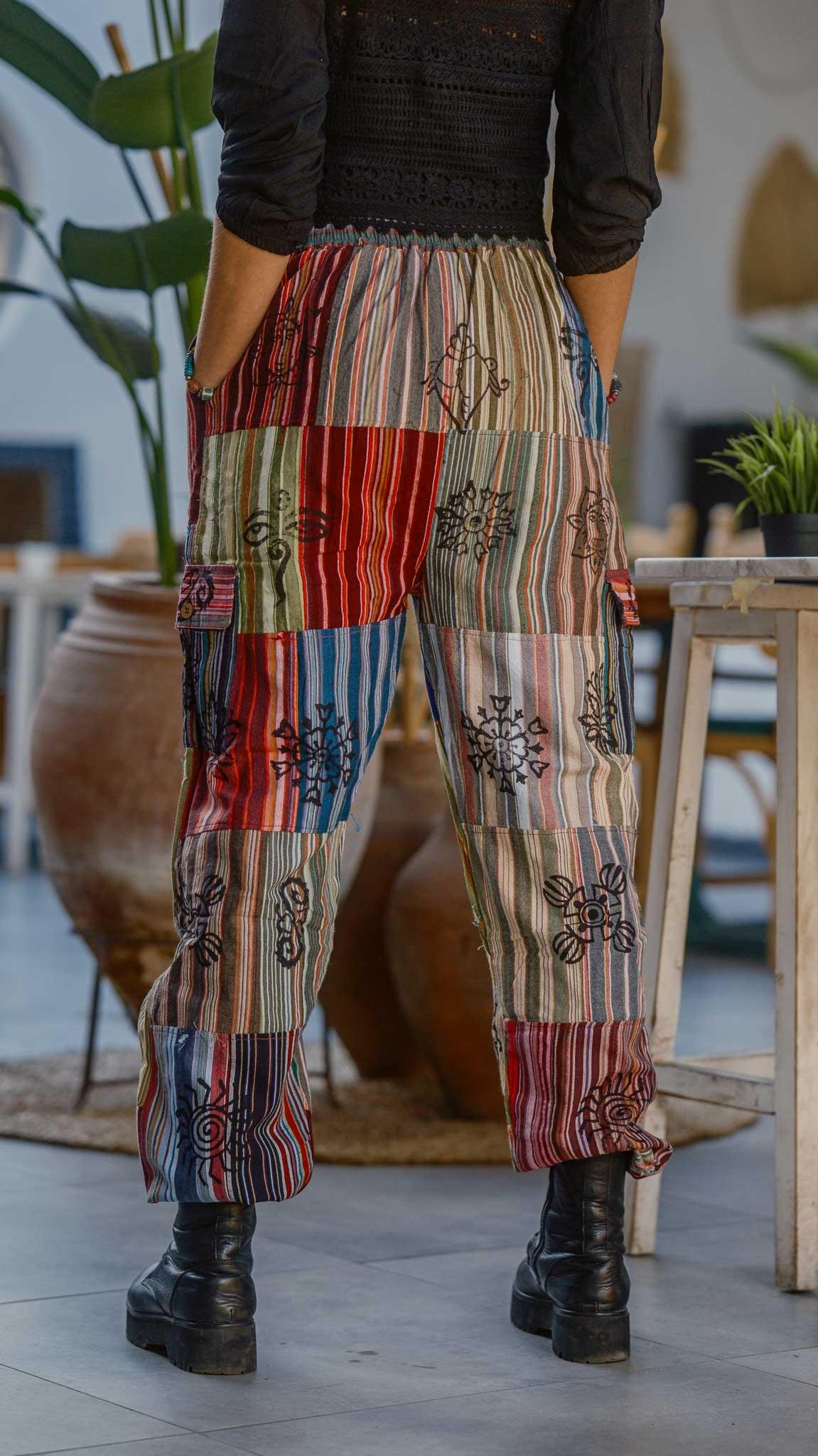 Unisex Bohem Nepal Patchwork Pantolon