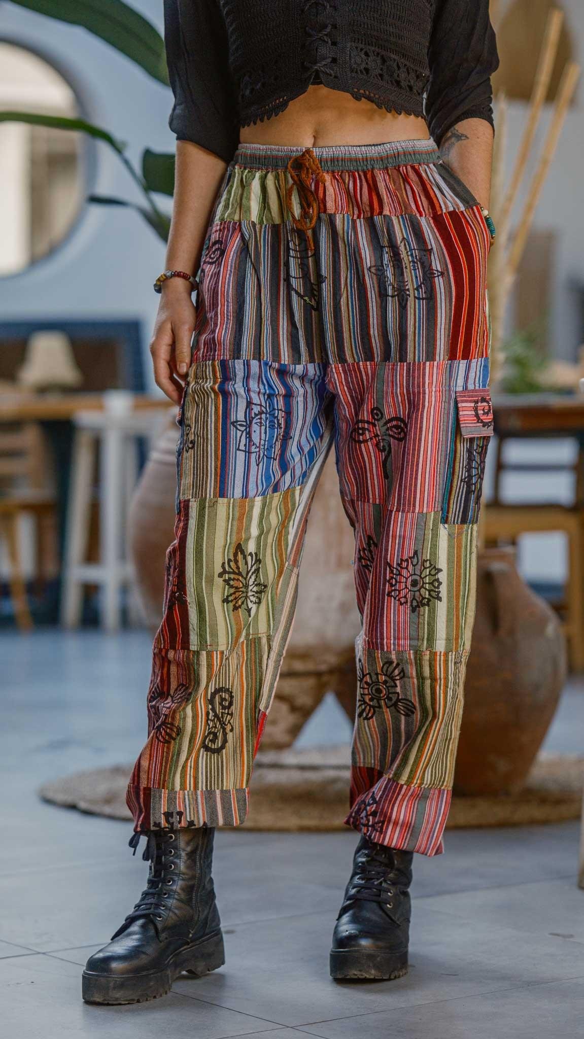 Unisex Bohem Nepal Patchwork Pantolon