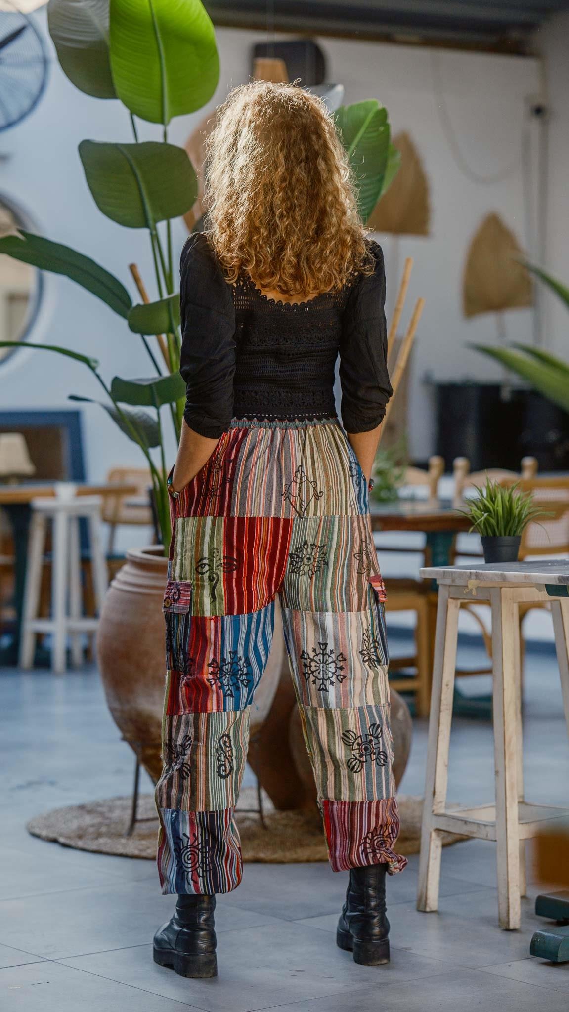 Unisex Bohem Nepal Patchwork Pantolon