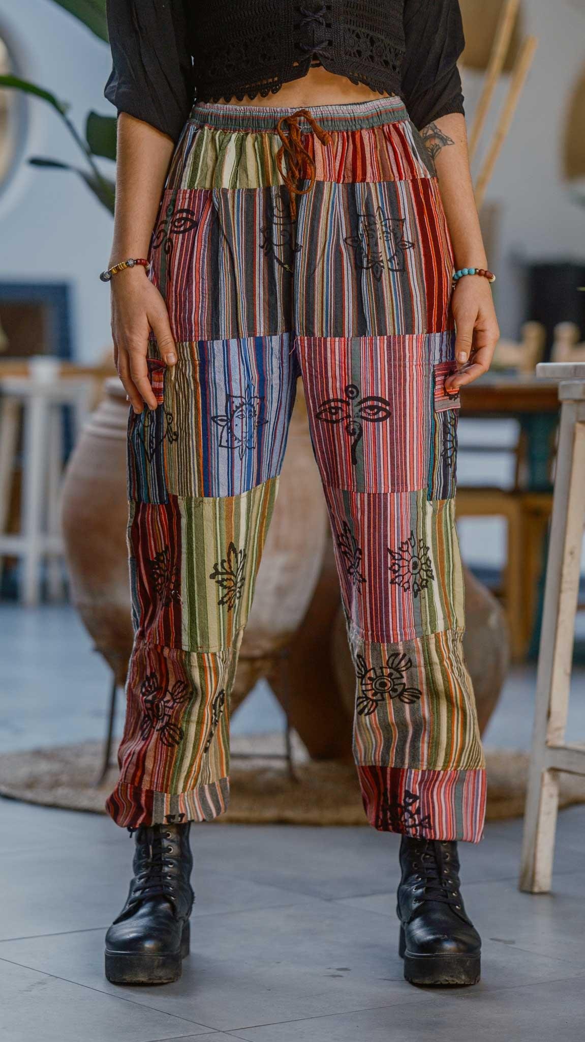 Unisex Bohem Nepal Patchwork Pantolon