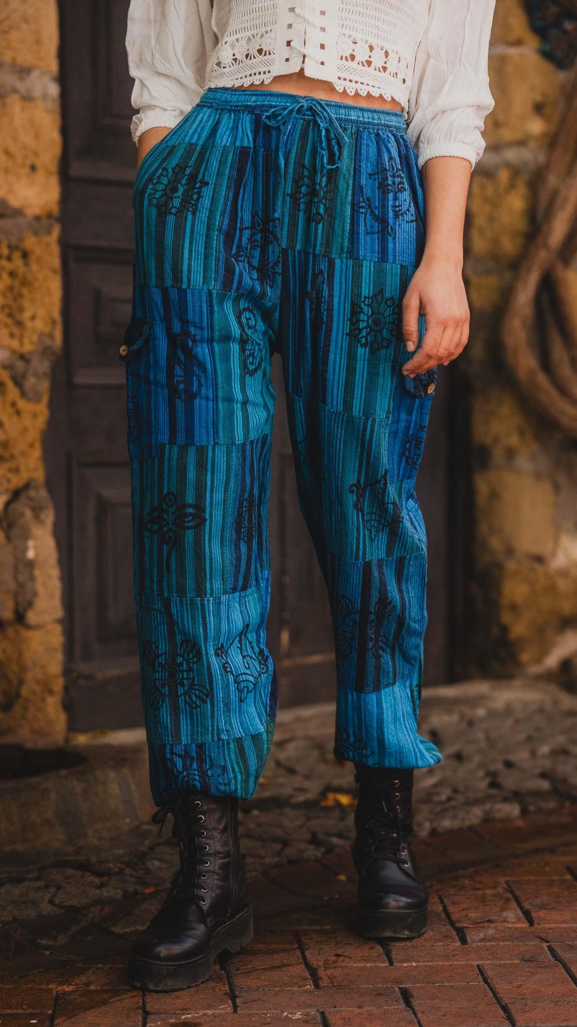 Unisex Bohem Nepal Patchwork Şalvar Pantolon