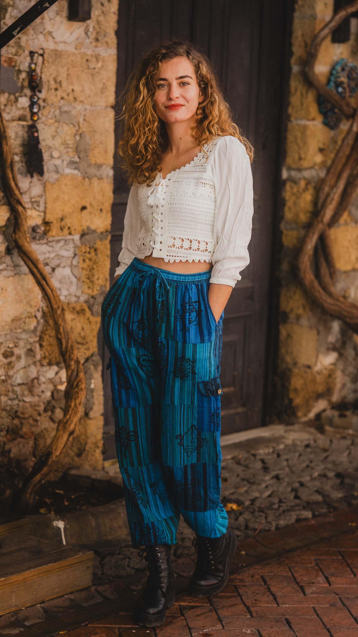 Unisex Bohem Nepal Patchwork Şalvar Pantolon