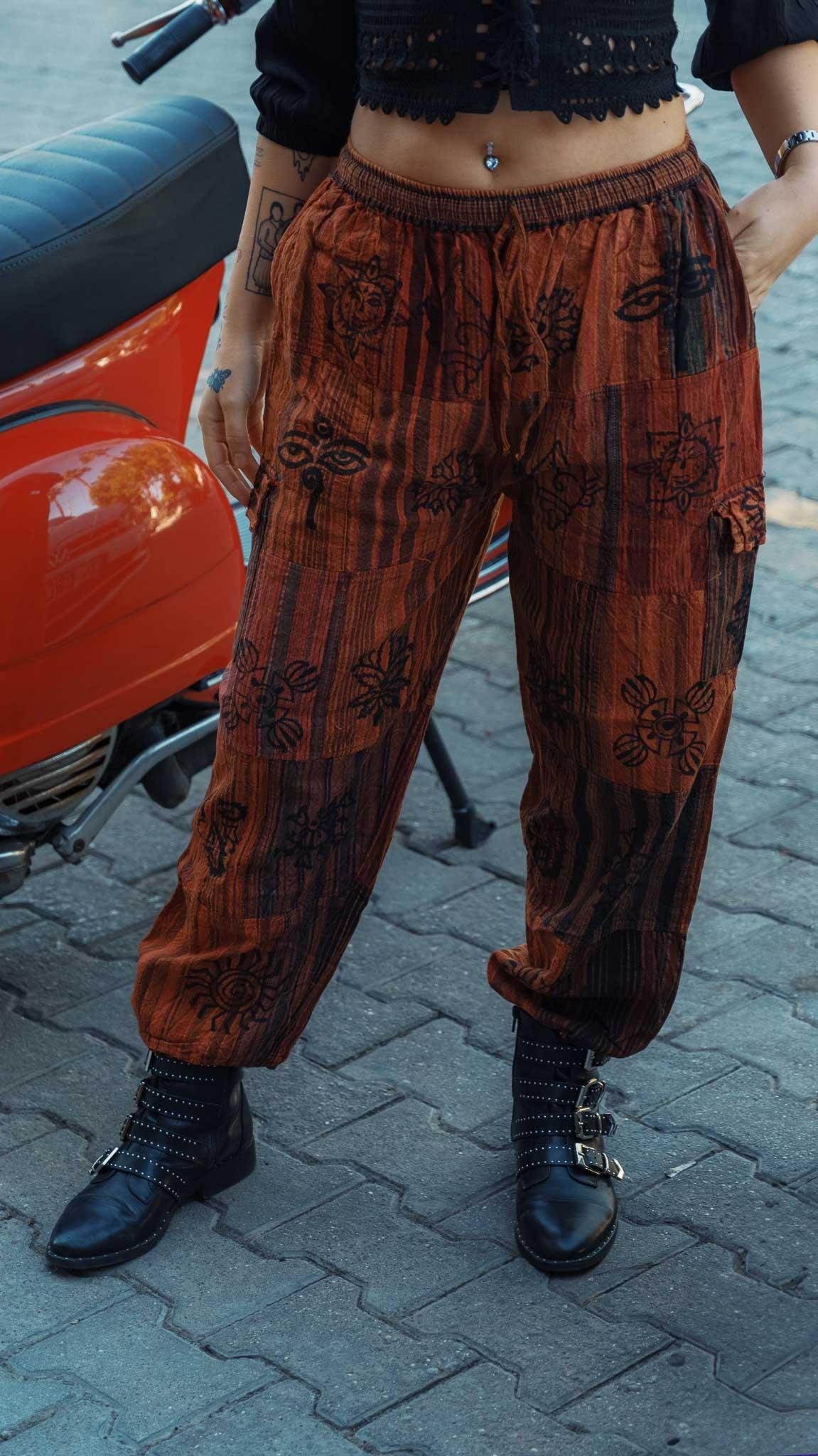 Unisex Bohem Nepal Patchwork Şalvar Pantolon