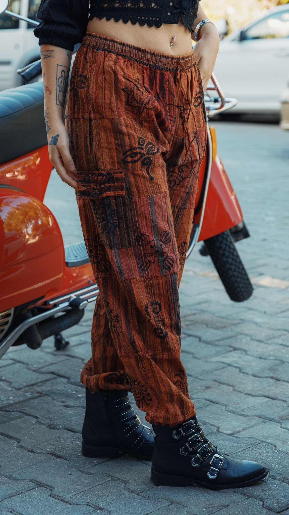 Unisex Bohem Nepal Patchwork Şalvar Pantolon