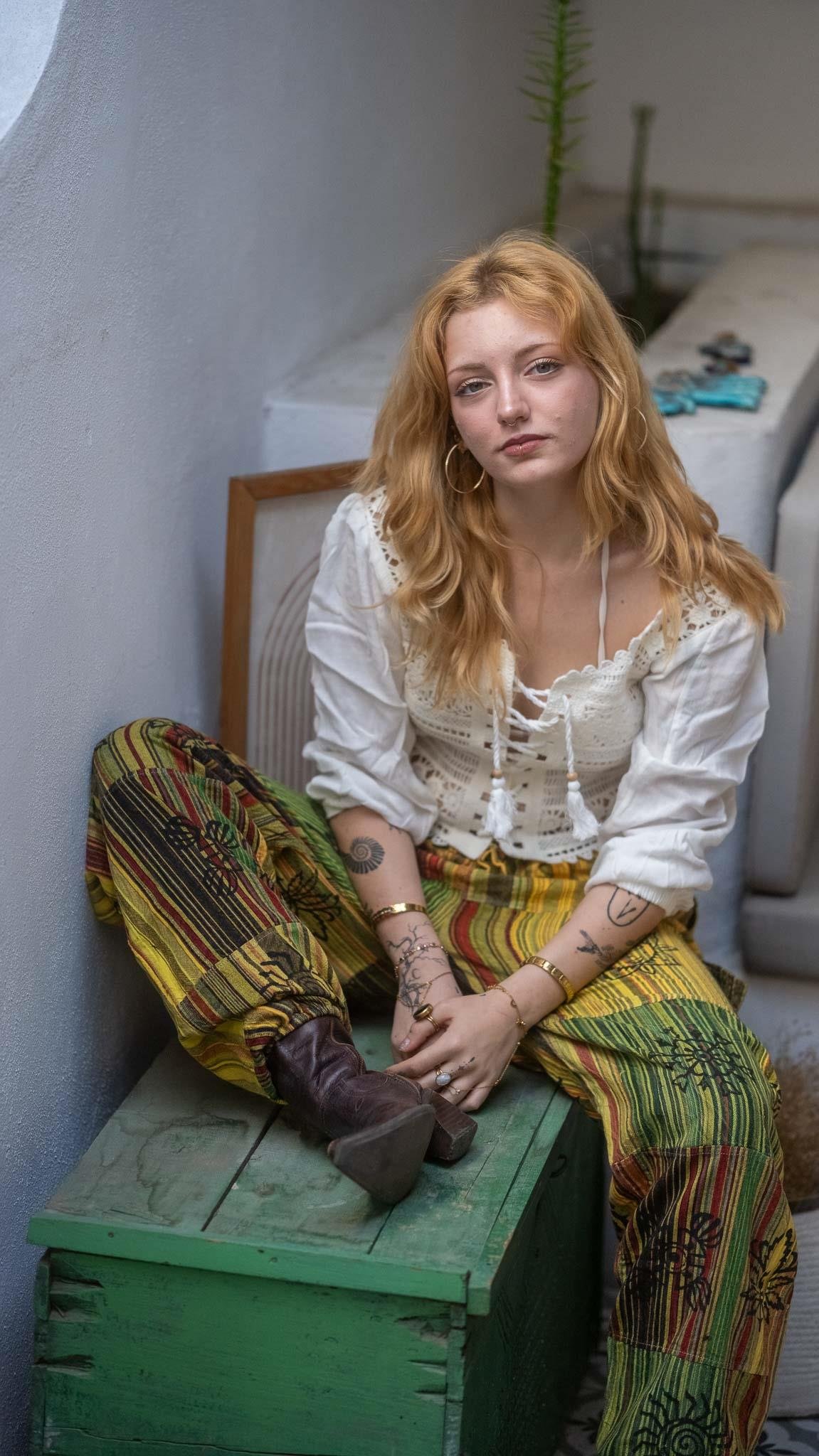 Unisex Bohem Nepal Patchwork Şalvar Pantolon