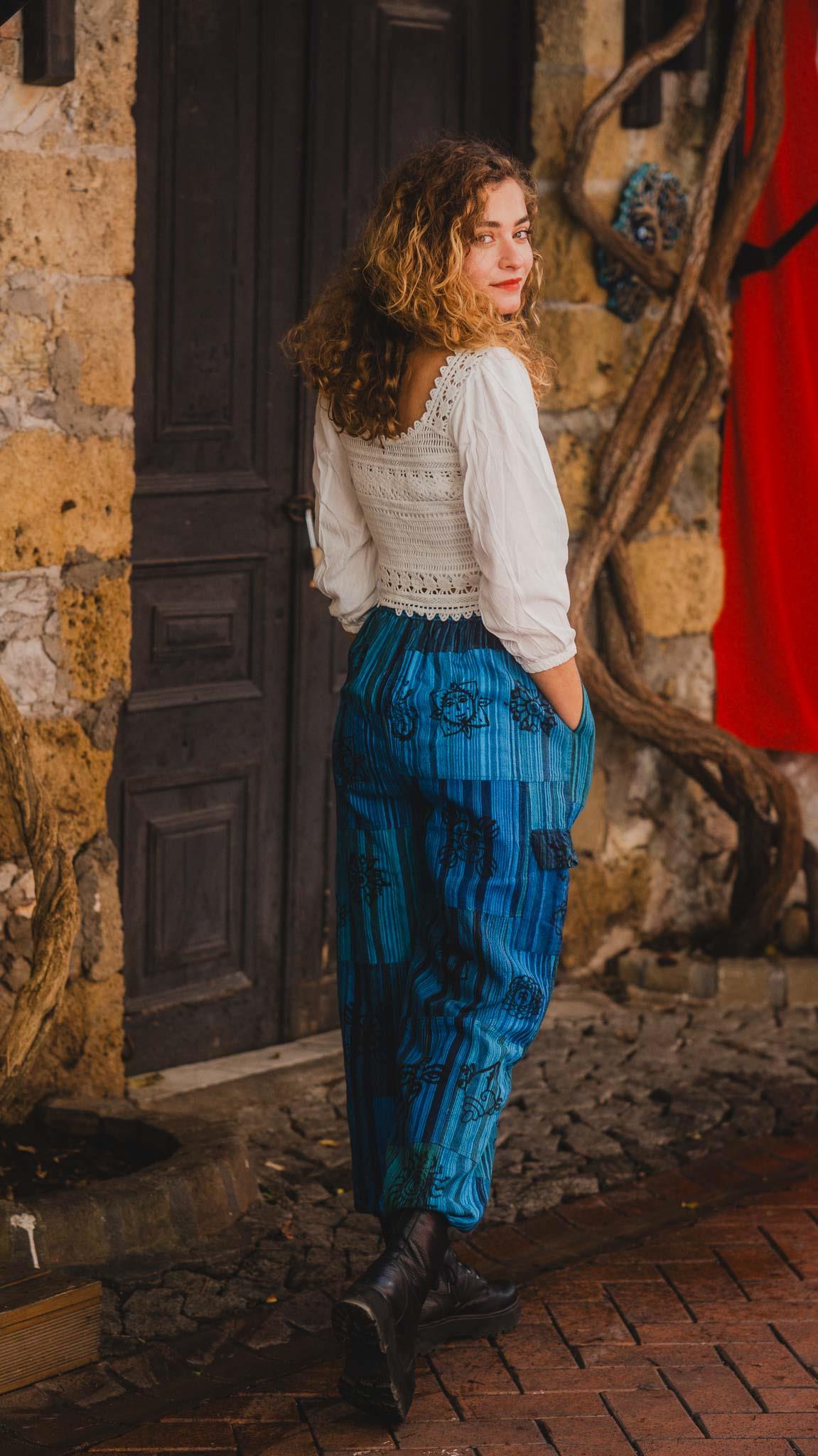 Unisex Bohem Nepal Patchwork Şalvar Pantolon