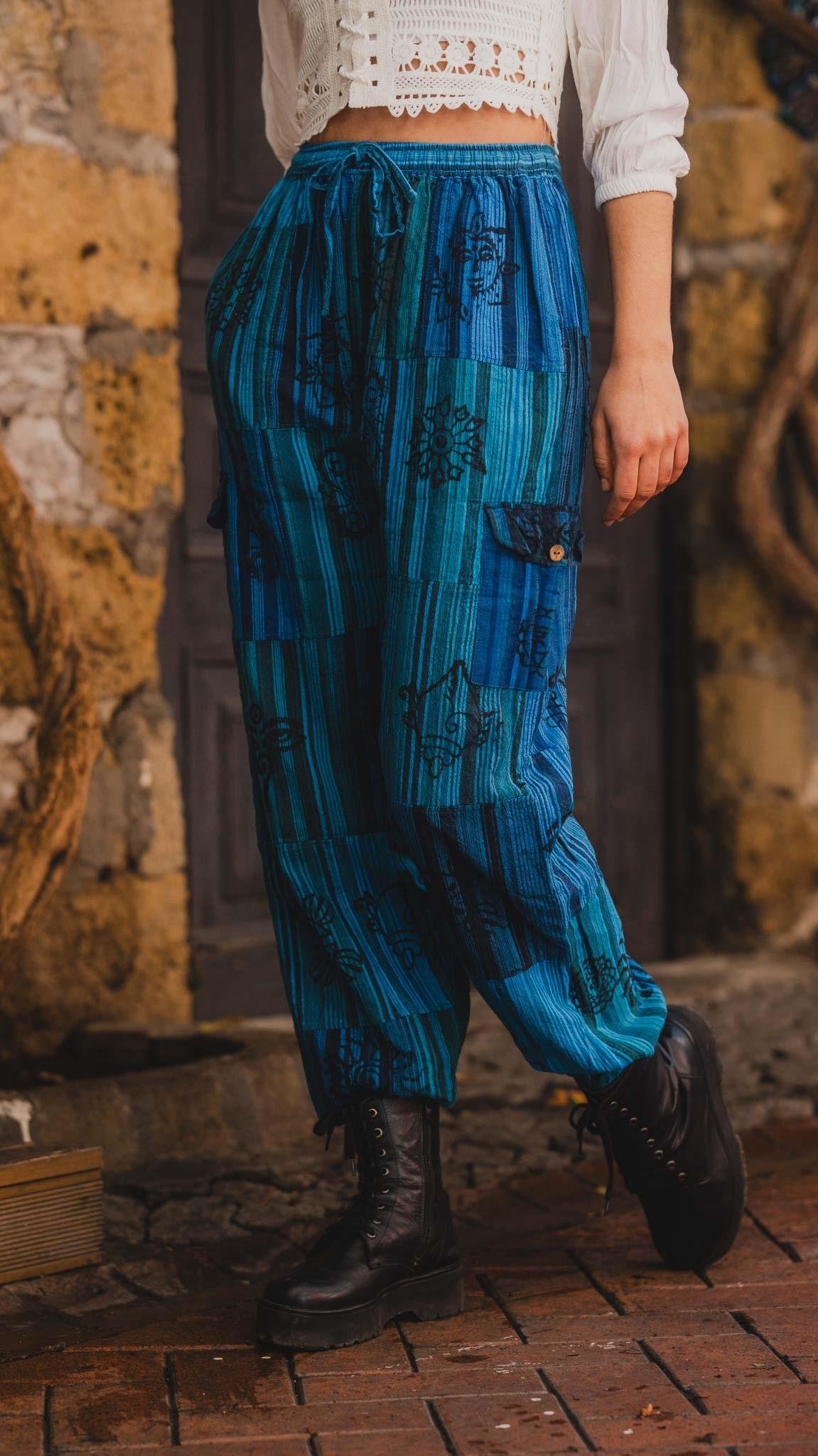 Unisex Bohem Nepal Patchwork Şalvar Pantolon