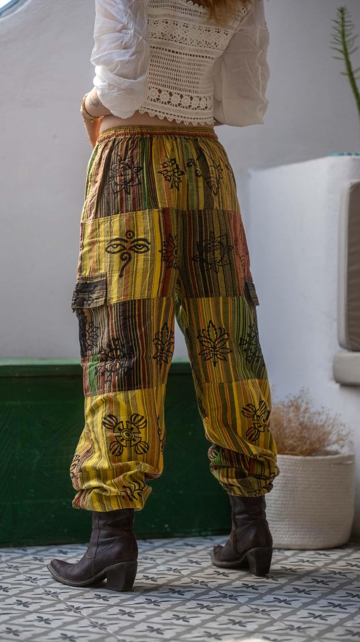 Unisex Bohem Nepal Patchwork Şalvar Pantolon