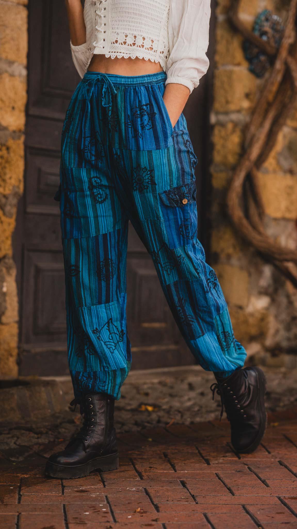 Unisex Bohem Nepal Patchwork Şalvar Pantolon