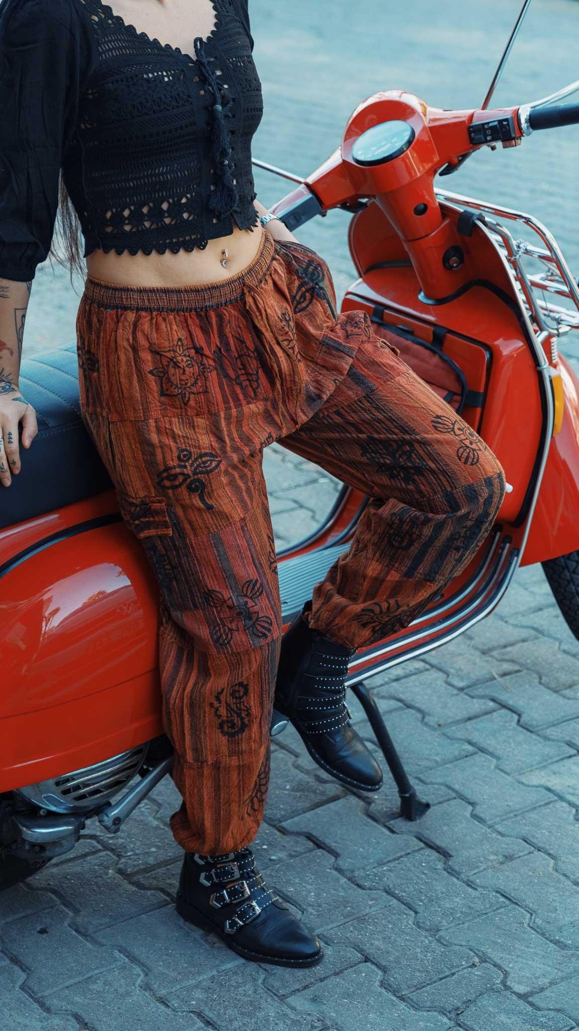 Unisex Bohem Nepal Patchwork Şalvar Pantolon