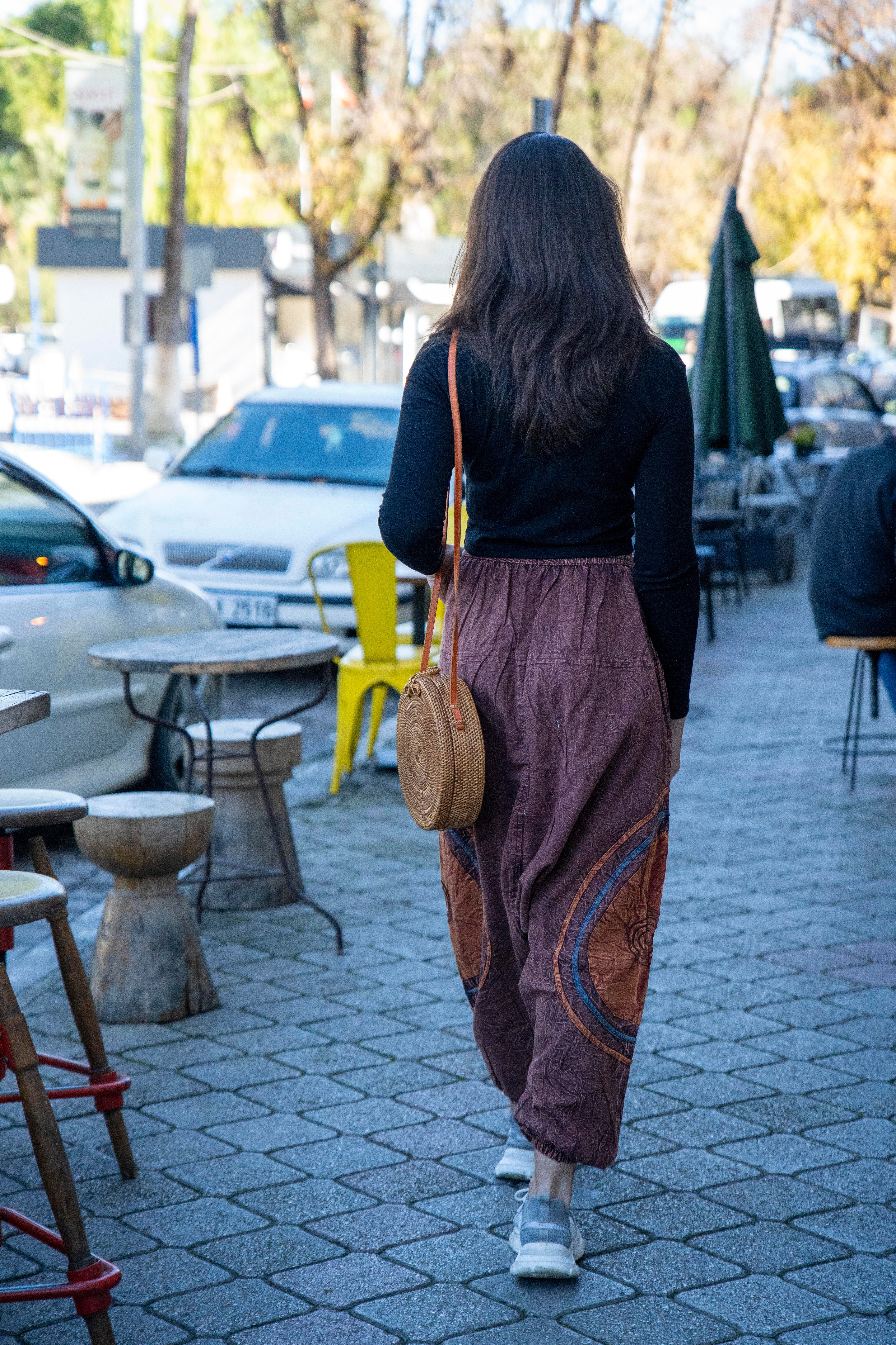 Unisex Kahverengi Bohem Nepal Şalvar