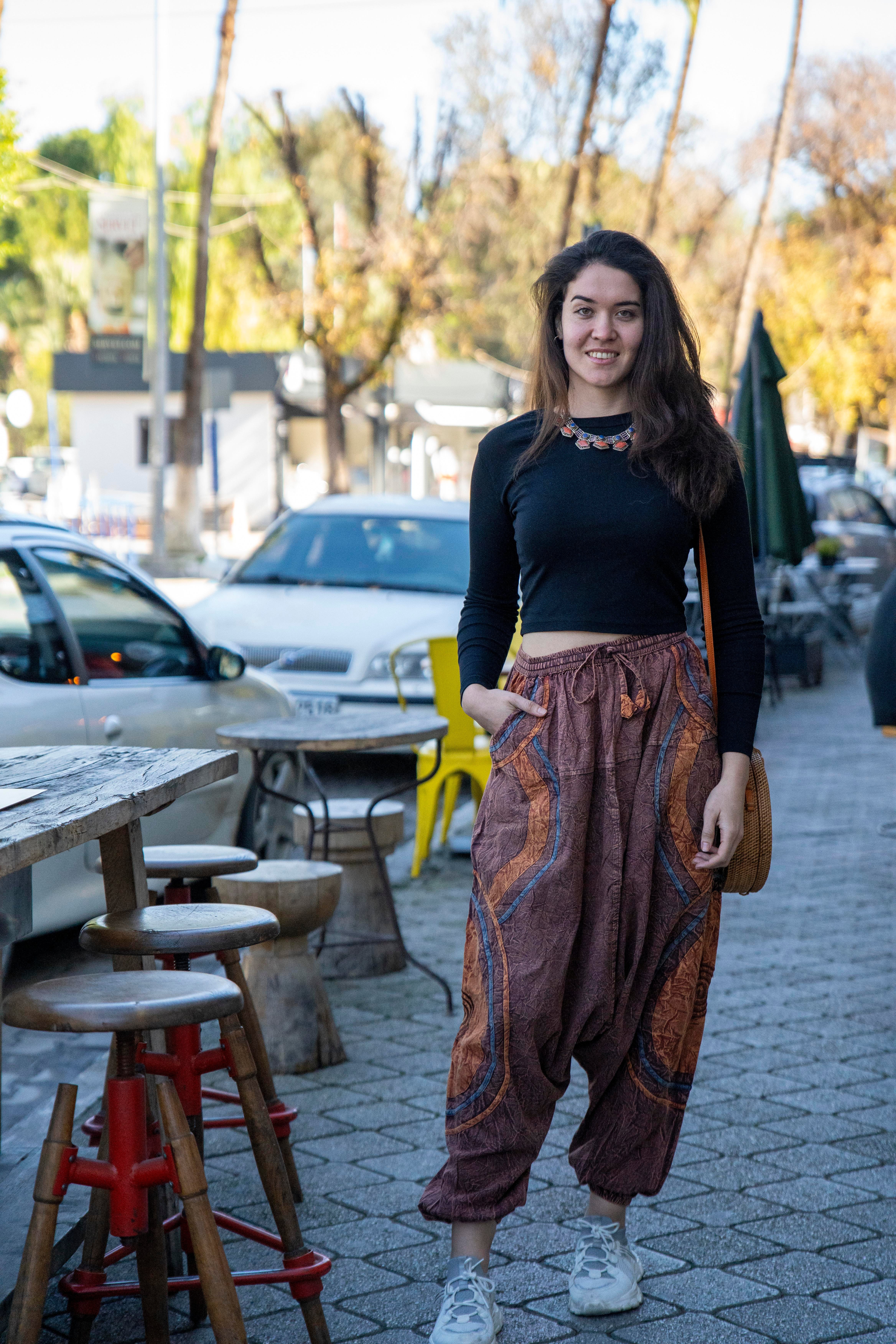 Unisex Kahverengi Bohem Nepal Şalvar