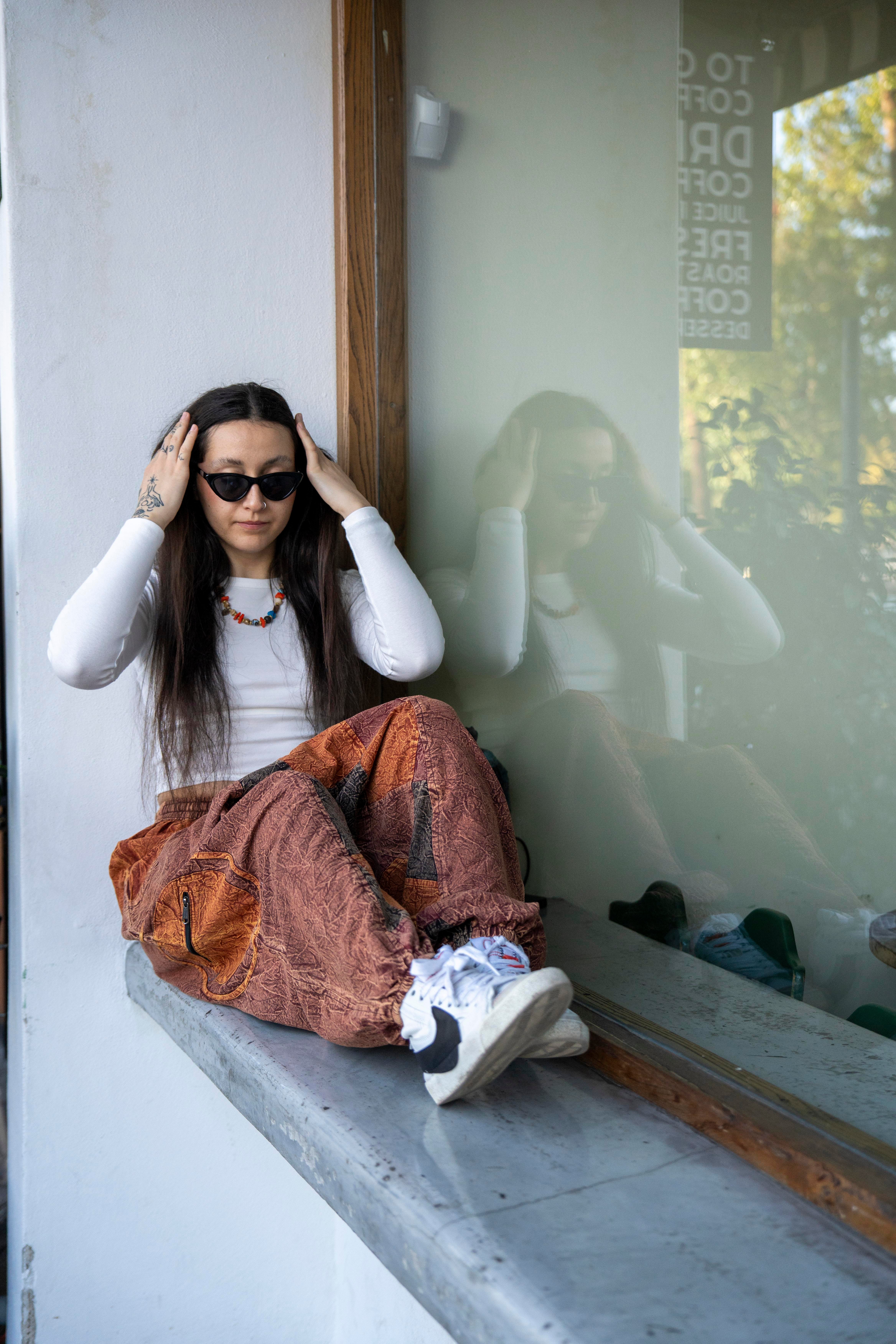 Unisex Kiremit Renk Bohem Nepal Patchwork Şalvar