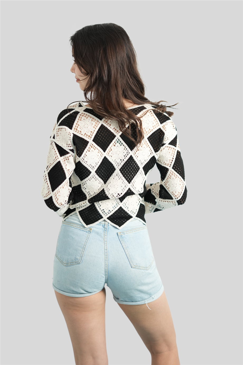 V Yaka Siyah Triko Bluz