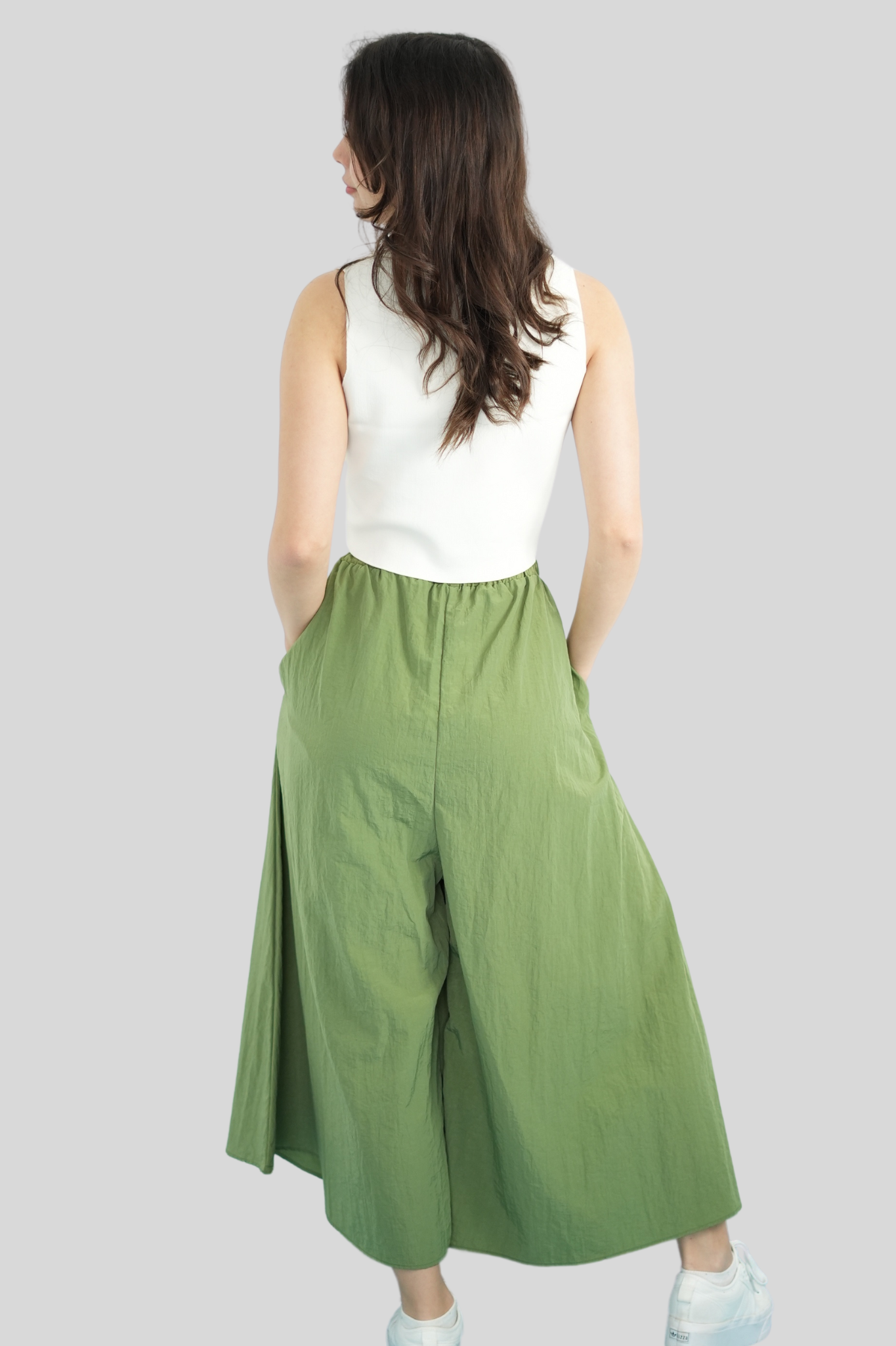 Yeşil Beli Lastikli Salaş Pantolon