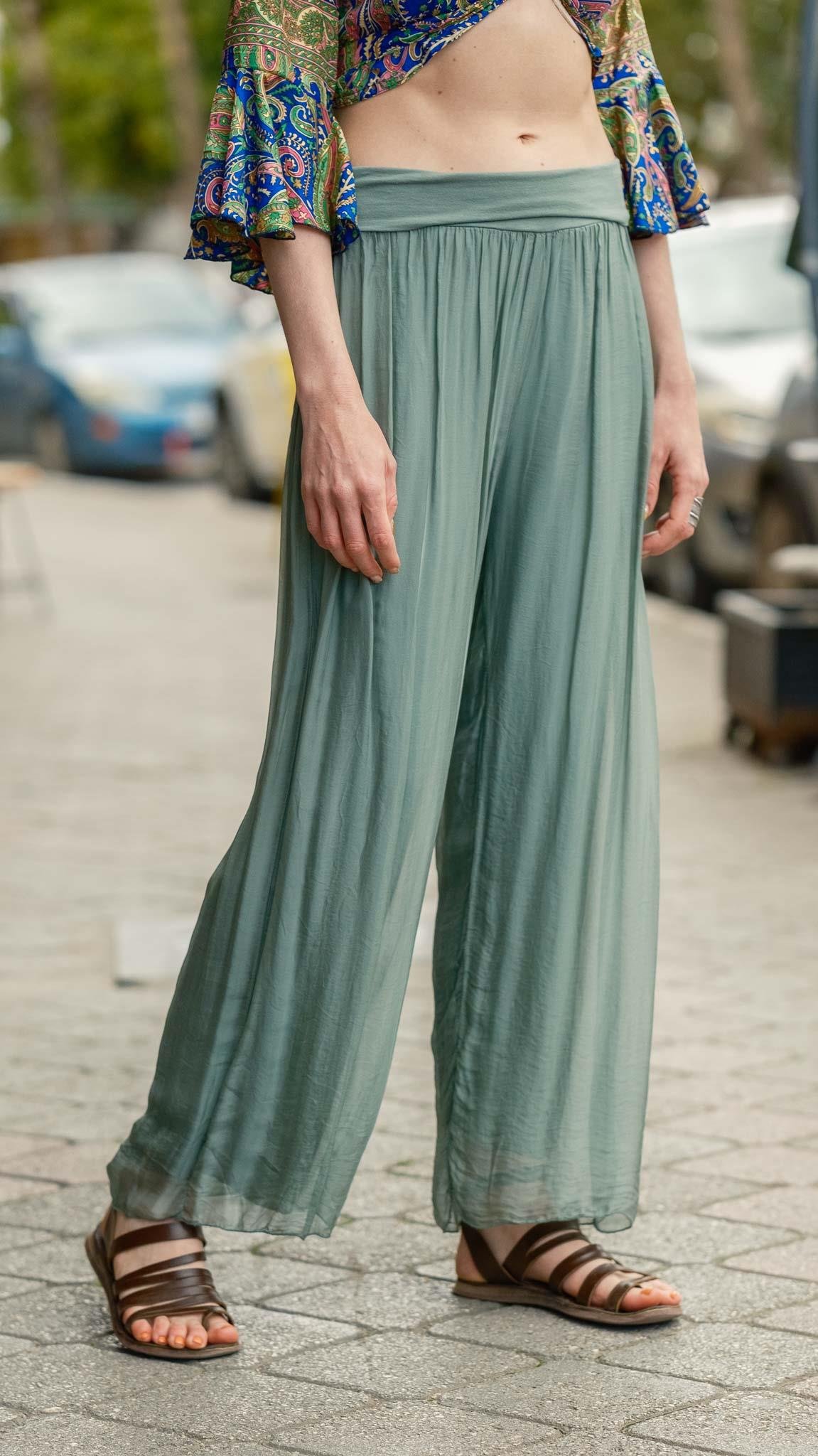 Yeşil İpek Pantolon