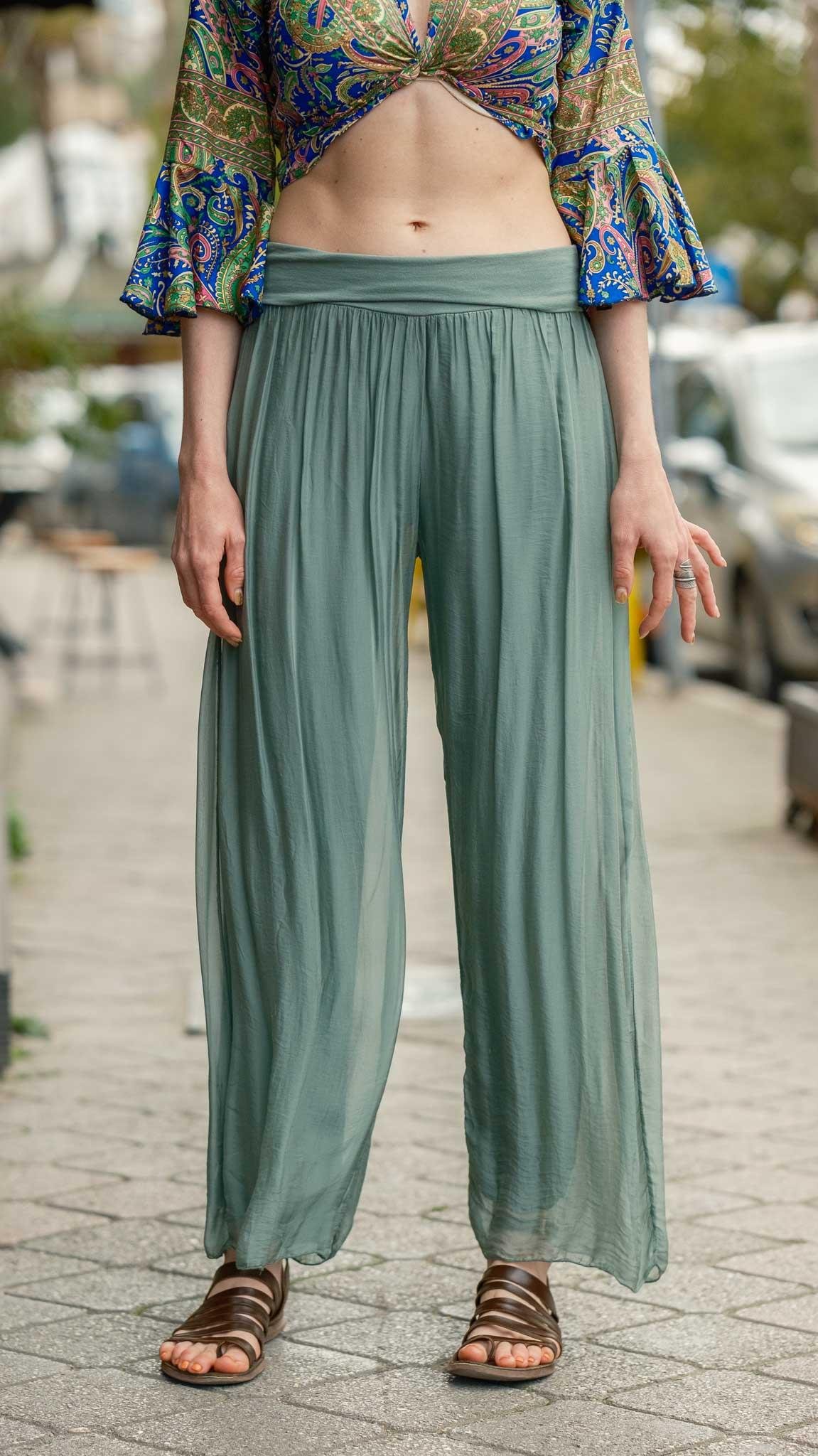 Yeşil İpek Pantolon