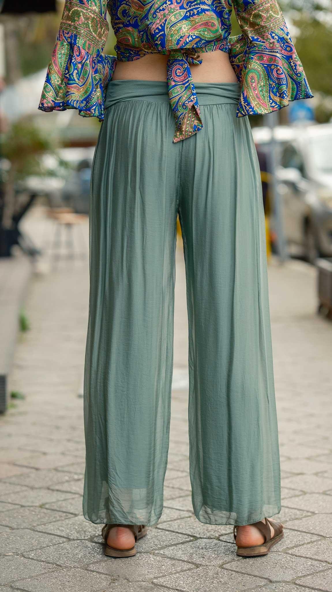 Yeşil İpek Pantolon