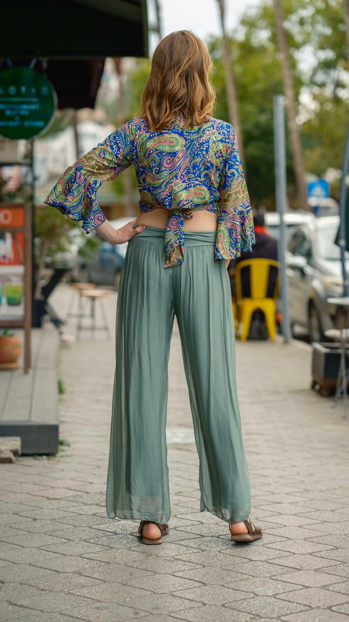 Yeşil İpek Pantolon