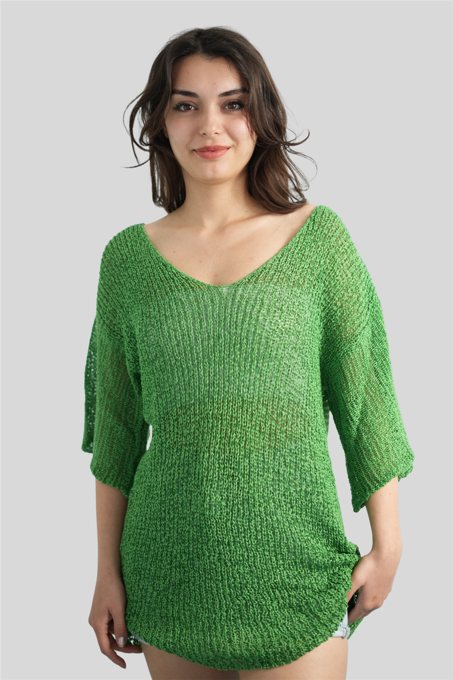 Yeşil Merserize Bluz