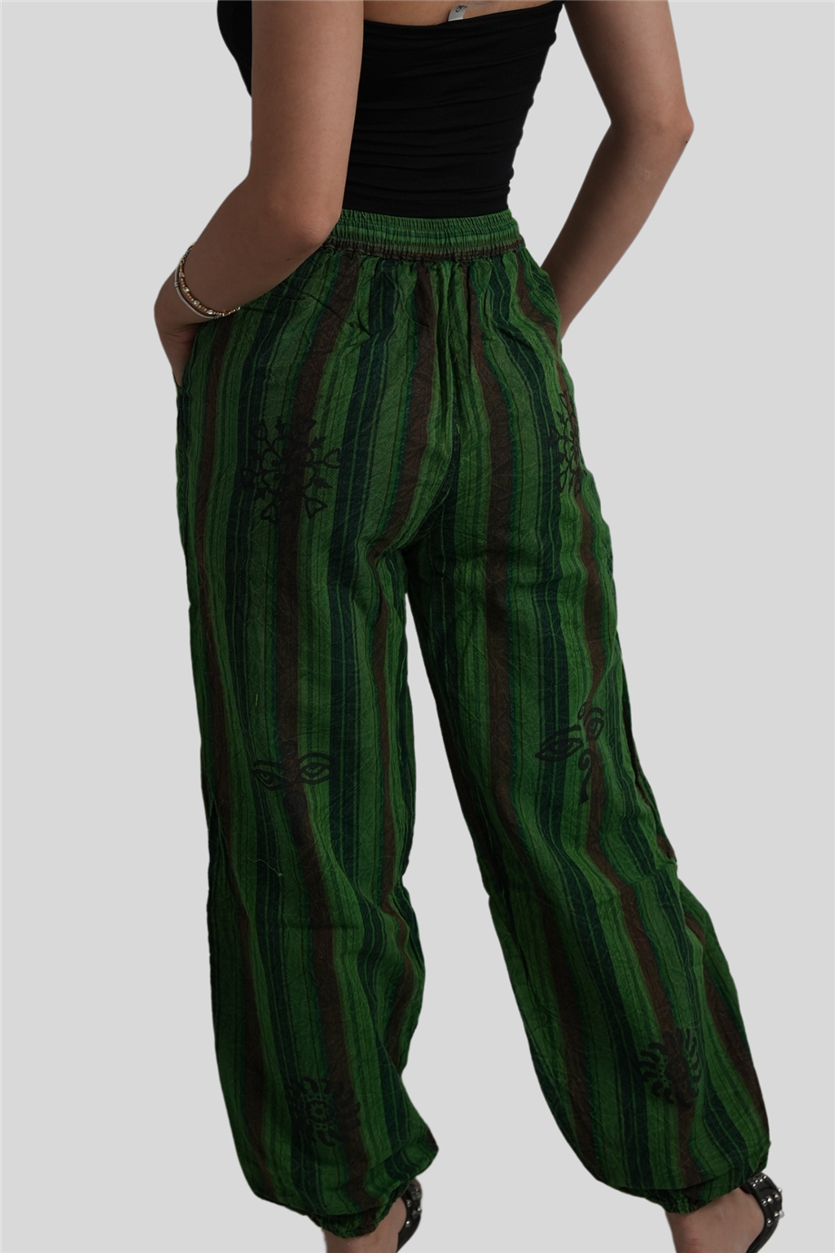 Yeşil Renk Unisex Nepal Bohem Pantolon