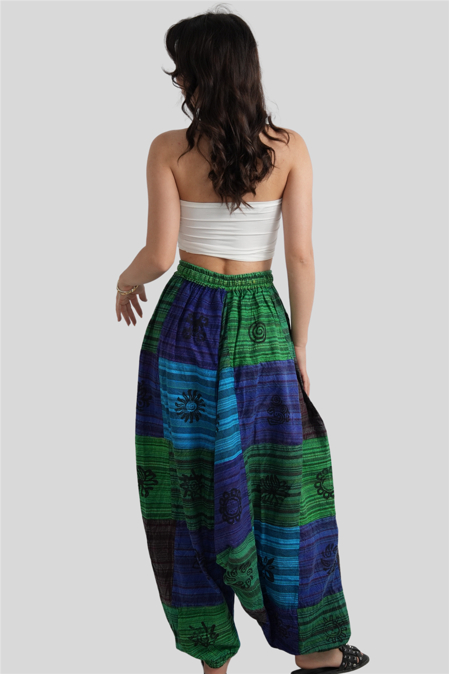 Yeşil Unisex Nepal Patchwork Şalvar