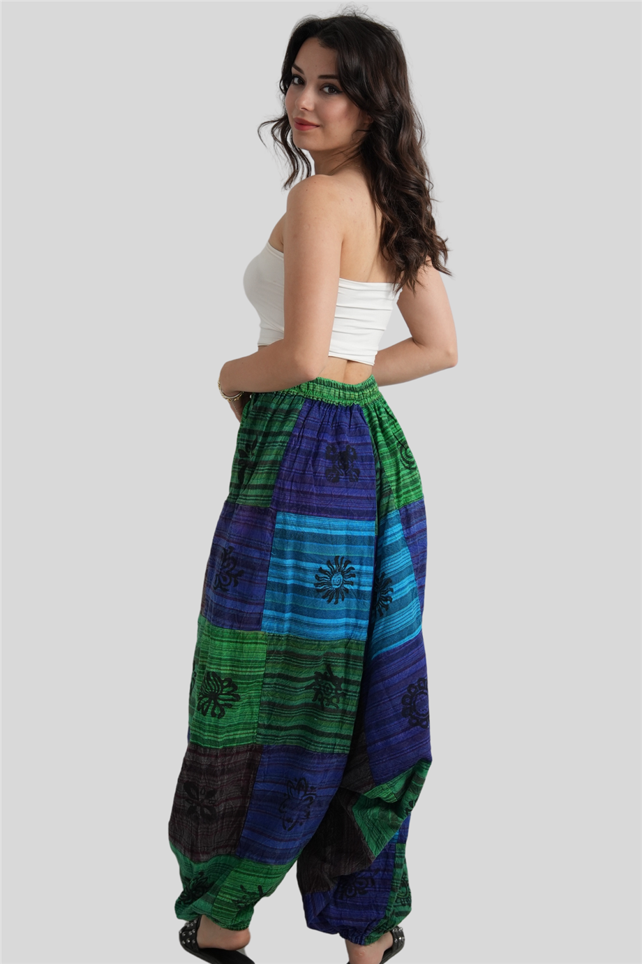 Yeşil Unisex Nepal Patchwork Şalvar