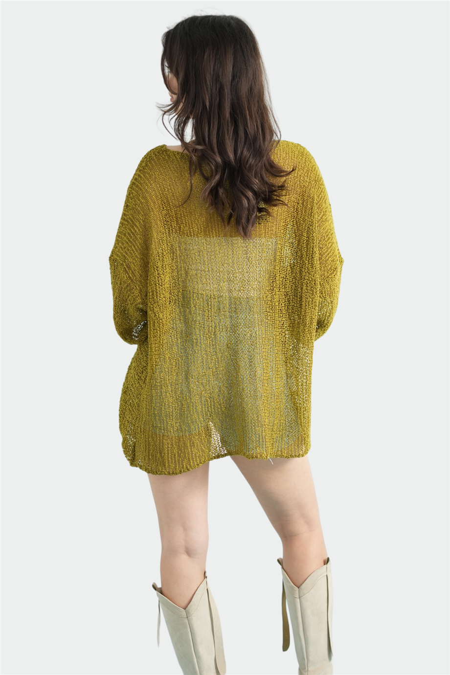 Yeşil Yakası Kesik Detay Merserize Bluz