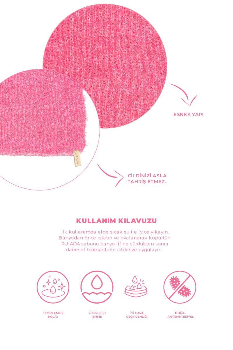 Extra Esnek Pembe Banyo Lifi Tüm Cilt Tiplerine Uygun Duş Lifi - Unisex 
