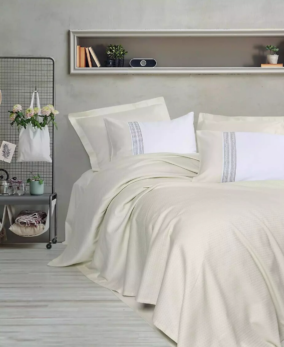 Cotton Box Lusso Bambu Çift Kişilik Lessy Yeşil Pike Takımı - Güzel Home - Çift Kişilik Pike Takımı