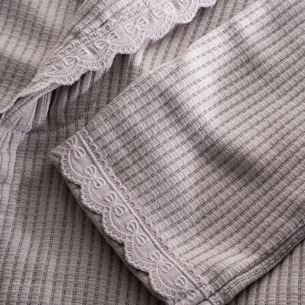 Ecocotton Alessa Gri Renk L Beden Kadın Pike Bornoz - Güzel Home - Bornoz ve Bornoz Takımı