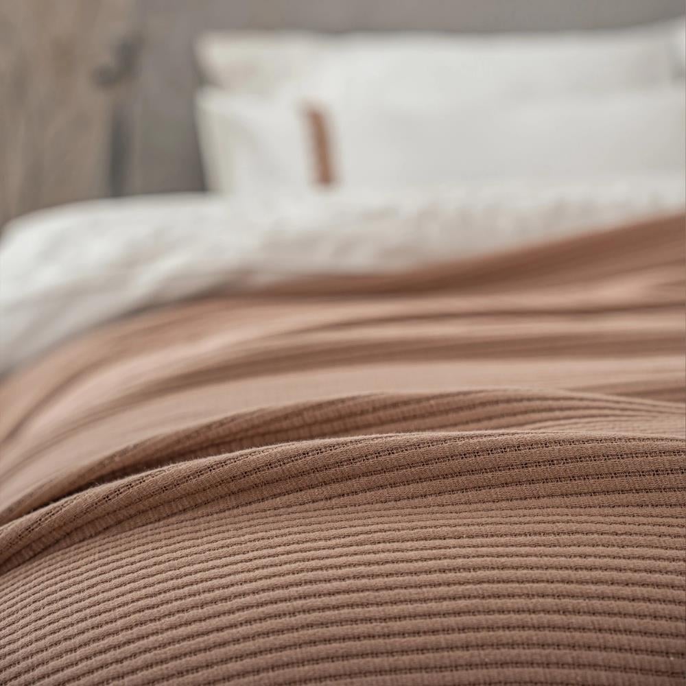 Ecocotton Alessa Jakarlı Çift Kişilik Terra Renkli Pamuklu Pike Takımı - Güzel Home - Çift Kişilik Pike