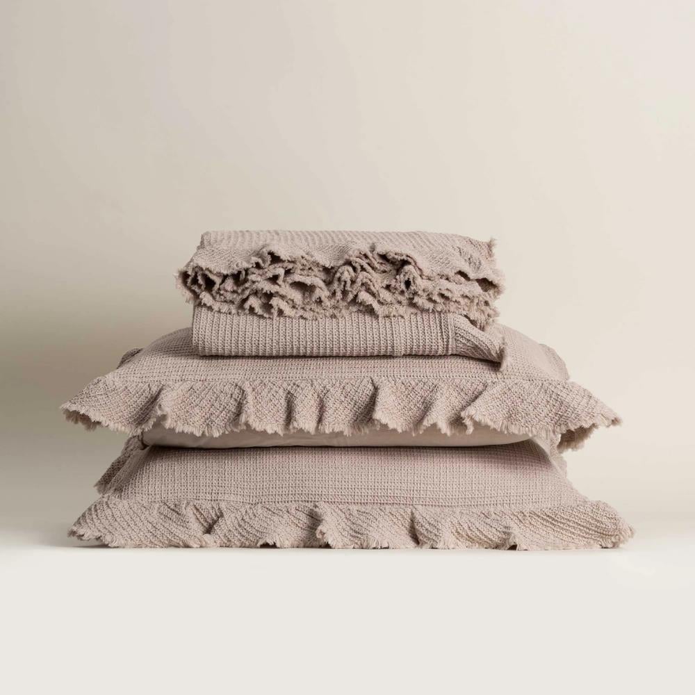 Ecocotton Dina Çift Kişilik Pamuklu Bej Renk Pike Yatak Örtüsü - Güzel Home - Çift Kişilik Pike Takımı