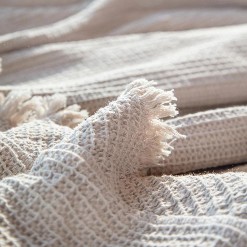 Ecocotton Dina Çift Kişilik Pamuklu Bej Renk Pike Yatak Örtüsü - Güzel Home - Çift Kişilik Pike Takımı