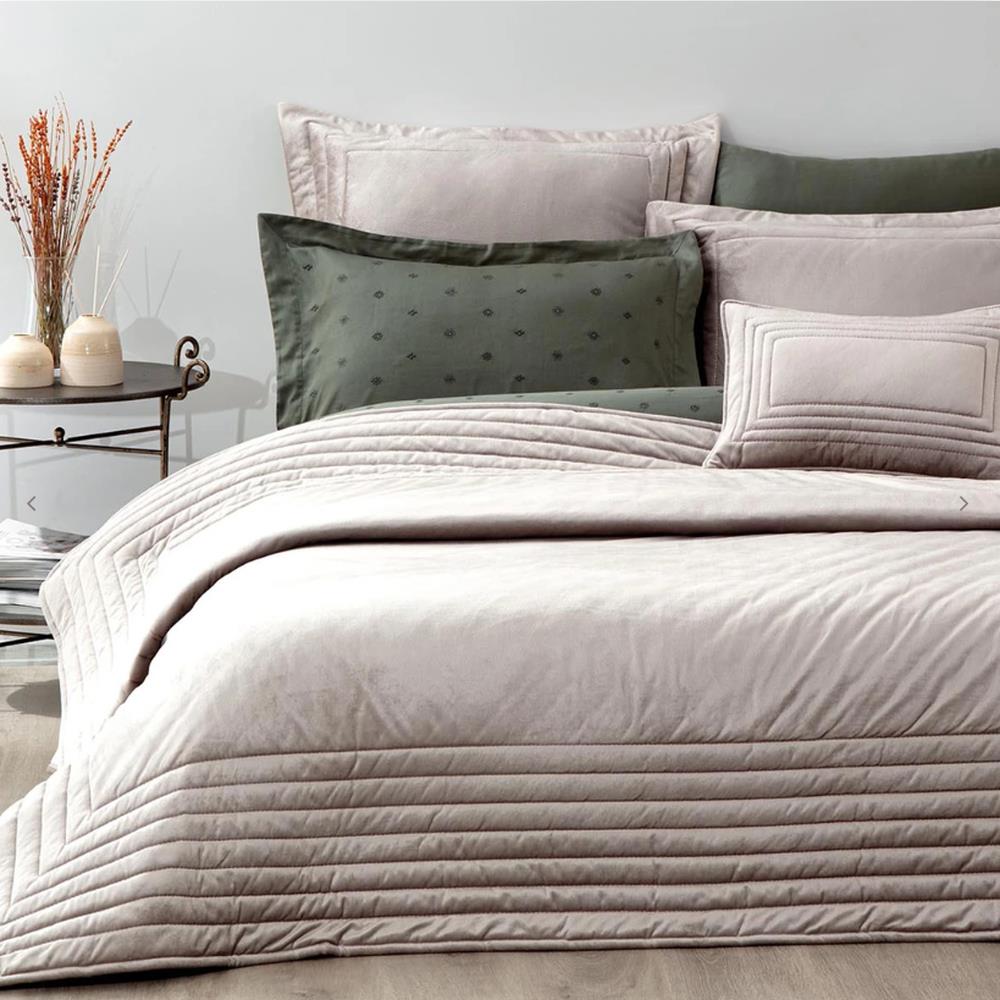 Ecocotton Feza Çift Kişilik Bej Yatak Örtüsü Takımı - Güzel Home - Çift Kişilik Jakarlı Yatak Örtüsü Seti