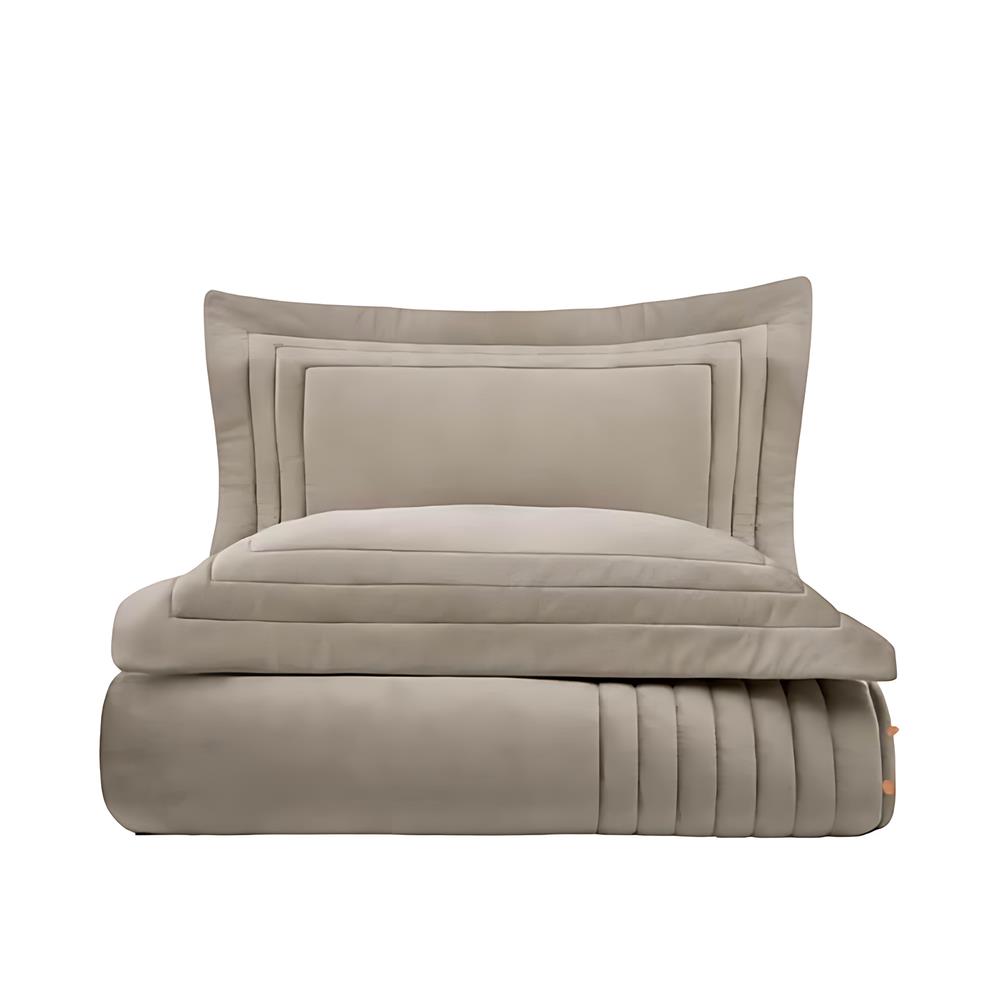 Ecocotton Feza Çift Kişilik Bej Yatak Örtüsü Takımı - Güzel Home - Çift Kişilik Jakarlı Yatak Örtüsü Seti