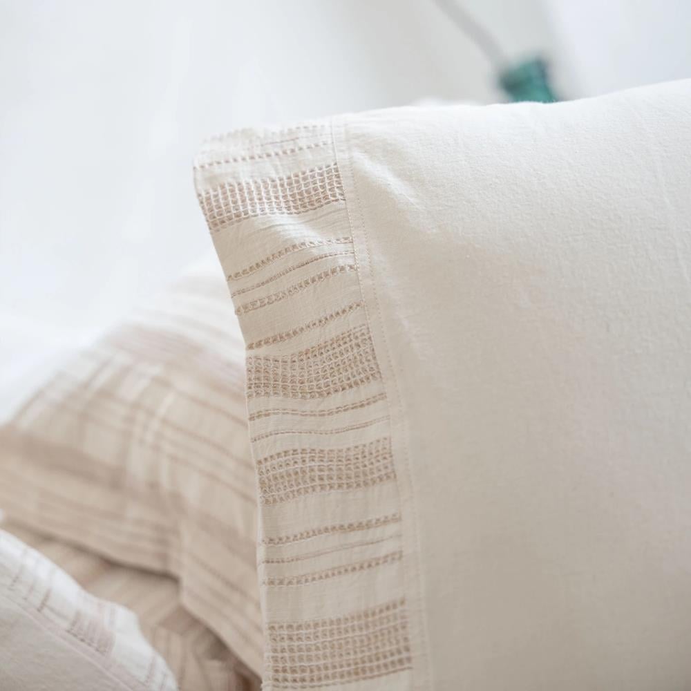 Ecocotton İkra Çift Kişilik Pamuk Dokuma Krem-Bej Renk Nevresim Takımı - Güzel Home - Çift Kişilik Nevresim Takımı