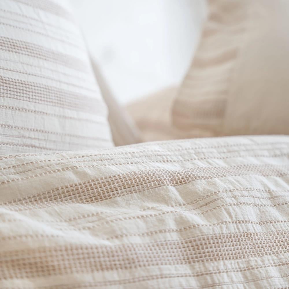 Ecocotton İkra Çift Kişilik Pamuk Dokuma Krem-Bej Renk Nevresim Takımı - Güzel Home - Çift Kişilik Nevresim Takımı