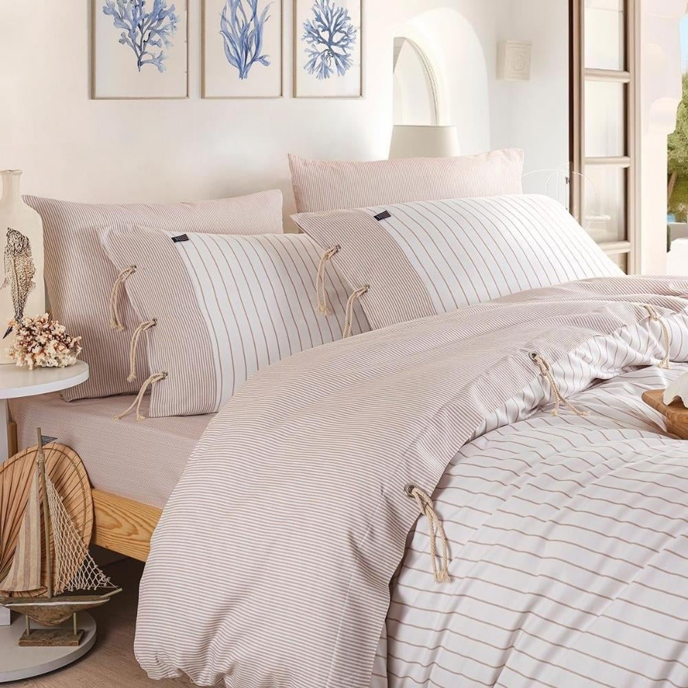 İyi Geceler İstanbul Cruise İpliği Boyalı Çift Kişilik Bej Renkli Nevresim Takımı - Güzel Home - Çift Kişilik Nevresim Takımı